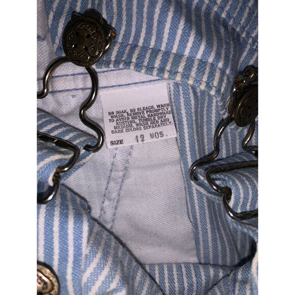 Oshkosh Bigosh VINTAGE Striped Overalls Size 12 Months Denim Vestbak Made In USA - Picture 4 of 7